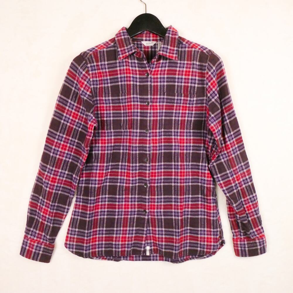 Woolrich Plaid Cotton Flannel Shirt Size S Red Purple Super Soft Cabin PNW